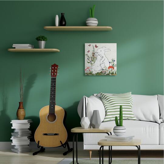 Stupell Industries Rabbit Hugs in Spring Meadow Wall Art